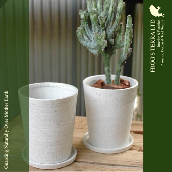 C6320・3個セット（直径12cm×H14cm）（底穴あり/受皿付）（陶器製）（鉢カバー/防水/観葉鉢） | 