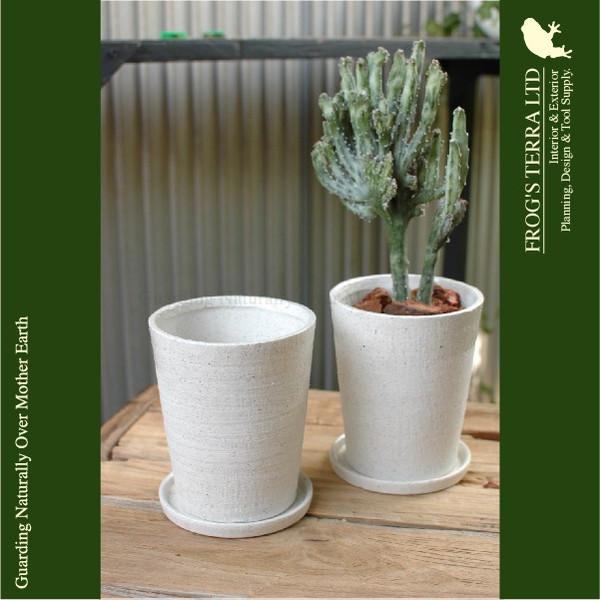 C6320・3個セット（直径12cm×H14cm）（底穴あり/受皿付）（陶器製）（鉢カバー/防水/観葉鉢） |  | 01