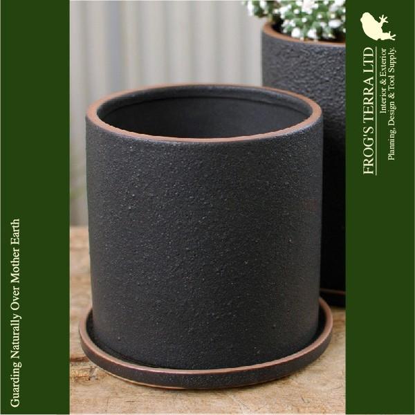 Lava Pot C7319（直径16cm×H16cm）（底穴あり/受皿付）陶器製 プランター サボテン 多肉 寄植 観葉鉢 |  | 01