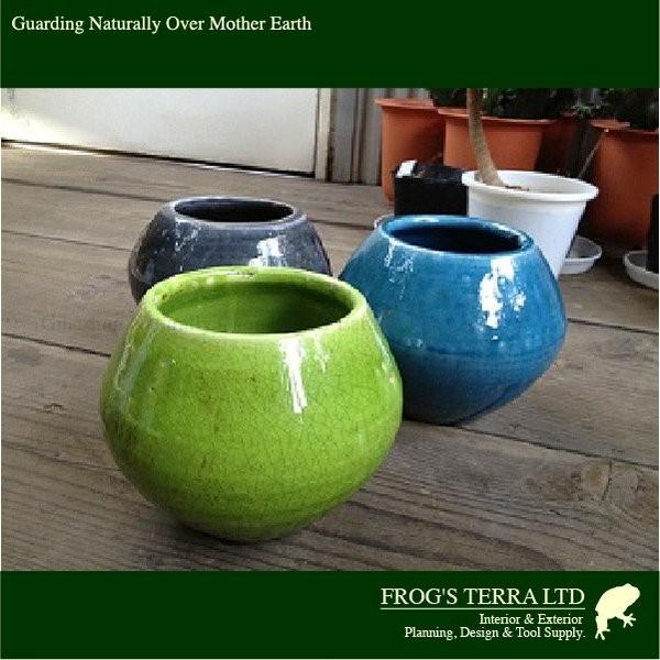 アンティークカラード丸鉢  M  同色２個セット  C9385（直径20cm×H15cm）（底穴なし）（植木鉢/鉢カバー）（陶器製）（プランター）（園芸） | 