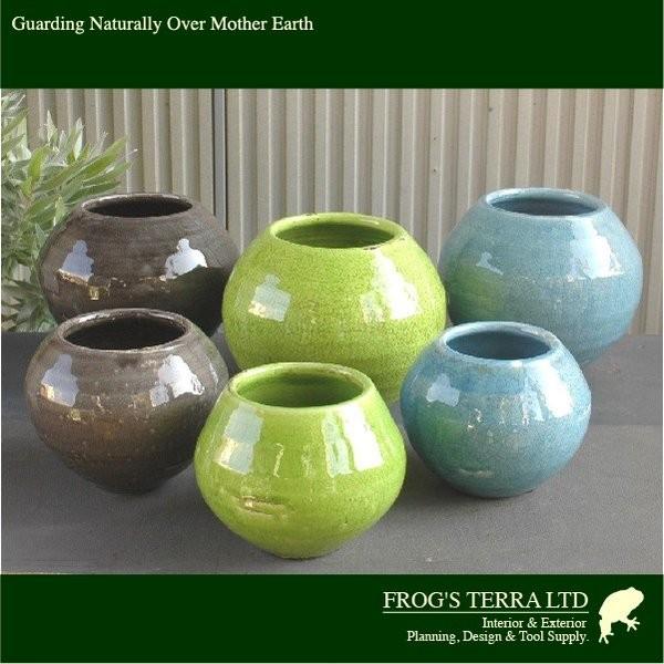 アンティークカラード丸鉢  M  同色２個セット  C9385（直径20cm×H15cm）（底穴なし）（植木鉢/鉢カバー）（陶器製）（プランター）（園芸） |  | 01