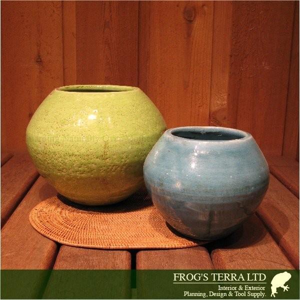 アンティークカラード丸鉢  M  同色２個セット  C9385（直径20cm×H15cm）（底穴なし）（植木鉢/鉢カバー）（陶器製）（プランター）（園芸） |  | 04