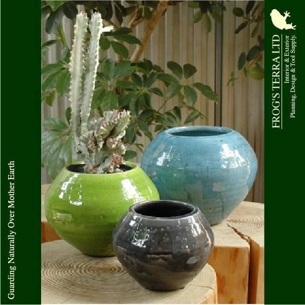 アンティークカラード丸鉢  M  同色２個セット  C9385（直径20cm×H15cm）（底穴なし）（植木鉢/鉢カバー）（陶器製）（プランター）（園芸） |  | 05