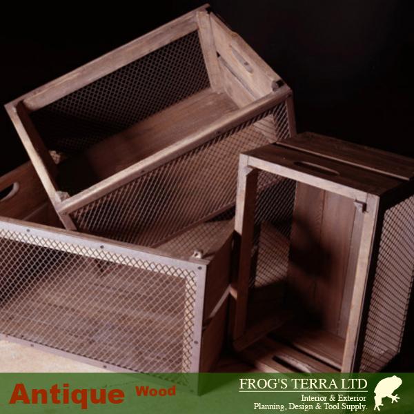 ウッドボックスディープ SML セット（S:W40cm×D26cm×H20cm/M:W47cm×D33cm×H25cm/L:W52.5cm×D36cm×H26.5cm）（アンティークウッド製）（什器/店舗用） |  | 01