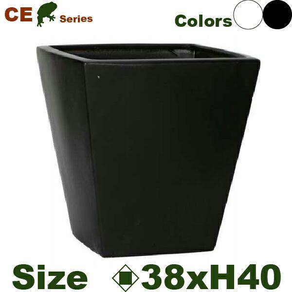 【屋外対応】MH CE 角鉢38（ロ38cm×H40cm）（底穴あり）（尺鉢対応 陶器製 イコミ製法 軽量プランター ポット） | 