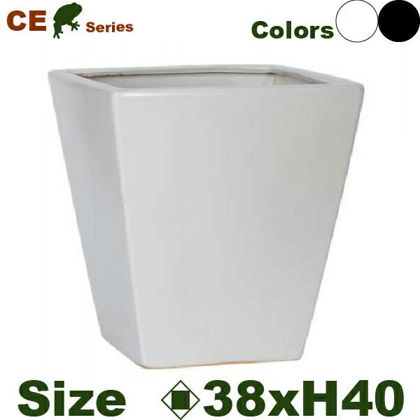 【屋外対応】MH CE 角鉢38（ロ38cm×H40cm）（底穴あり）（尺鉢対応 陶器製 イコミ製法 軽量プランター ポット） |  | 01