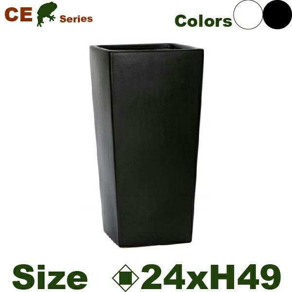 【屋外対応】MH CE 角鉢24（ロ24cm×H49cm）（底穴あり）（陶器製 イコミ製法 軽量プランター ポット） |  | 01