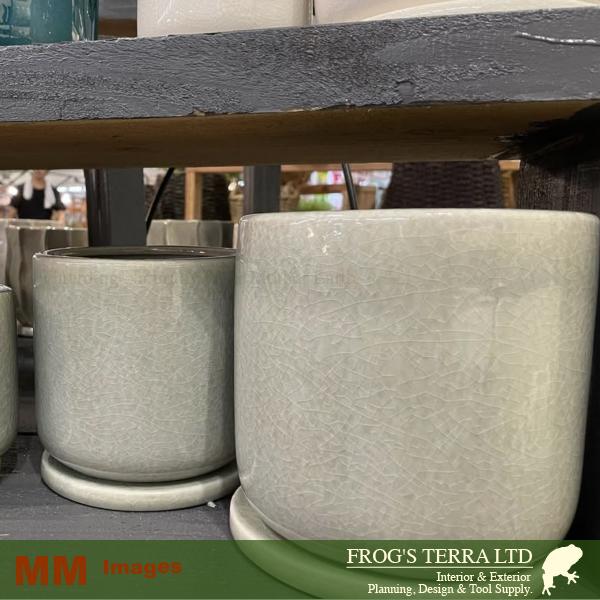 クロノス L 同色2個セット（直径16cm×H15cm）（底穴あり/受皿付）（陶器製）（プランター/盆栽/多肉/寄植/観葉鉢） |  | 11