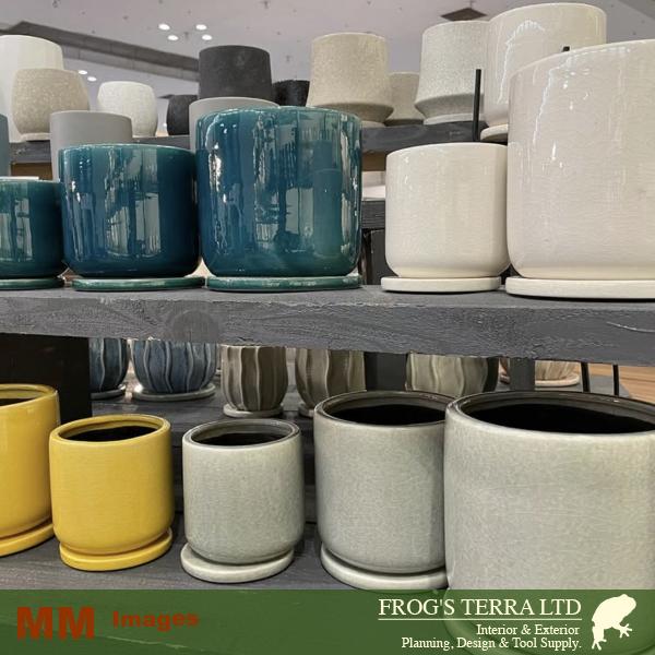 クロノス L 同色2個セット（直径16cm×H15cm）（底穴あり/受皿付）（陶器製）（プランター/盆栽/多肉/寄植/観葉鉢） |  | 08