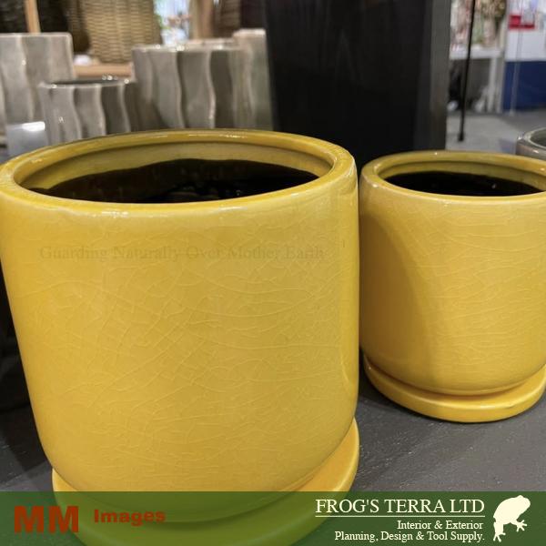 クロノス L 同色2個セット（直径16cm×H15cm）（底穴あり/受皿付）（陶器製）（プランター/盆栽/多肉/寄植/観葉鉢） |  | 09