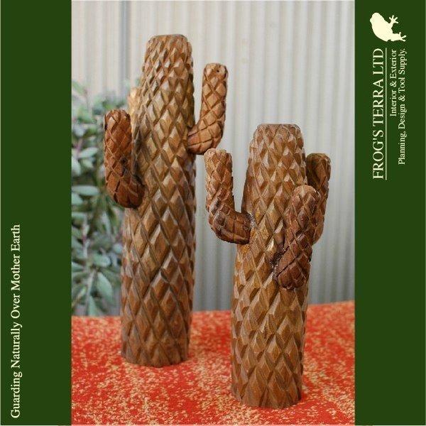 チークサボテン・M・オブジェ・CuctusM（直径15cm×H40cm）（デコレーション/オーナメント/チーク材） |  | 01