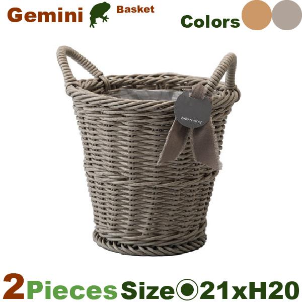 ジェミニ バスケット シリンダー 2個セット CV-009（直径21cm×H20cm）（底穴なし）（再生プラ）（植木鉢/鉢カバー/リース）（プランター/園芸/ポット） |  | 01