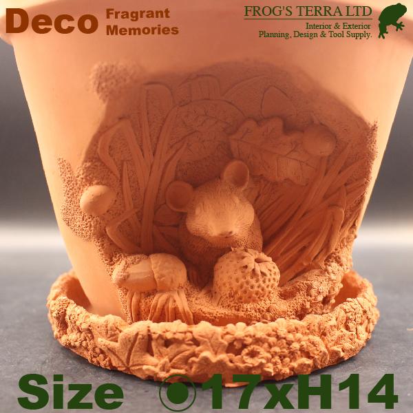 FT 直輸入英国製デコレートポット マウス（ネズミ）受皿付（直径17.5cm×H14cm）（底穴あり）（陶器鉢/テラコッタ）（プランター/園芸/寄せ植え/ポット） |  | 02