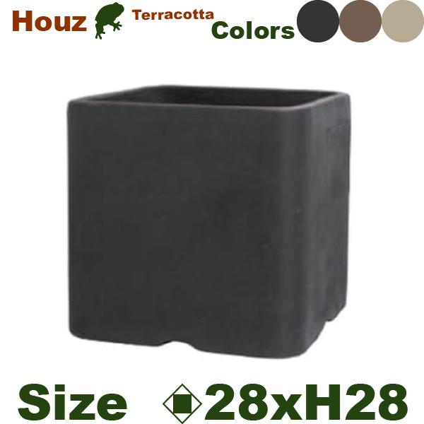 Houz ハウズ スクエア 28（口28cm×H28cm）（底穴あり）（8号可）（素焼製）の画像