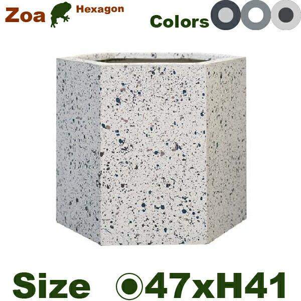 【屋外対応】GP ゾア ヘキサゴン 47 EB-ZH4741 BK/GY/WH（直径47cm×H41cm）（底穴あり）（Cファイバー）（プランター/ポット/鉢）_1
