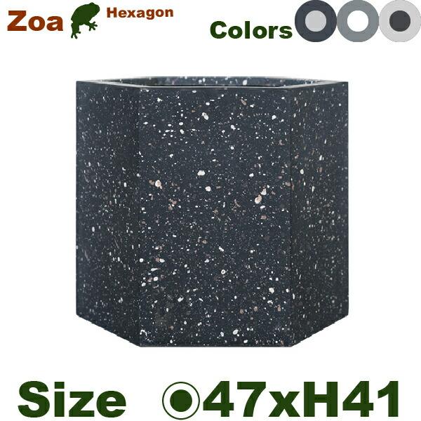 【屋外対応】GP ゾア ヘキサゴン 47 EB-ZH4741 BK/GY/WH（直径47cm×H41cm）（底穴あり）（Cファイバー）（プランター/ポット/鉢）_2