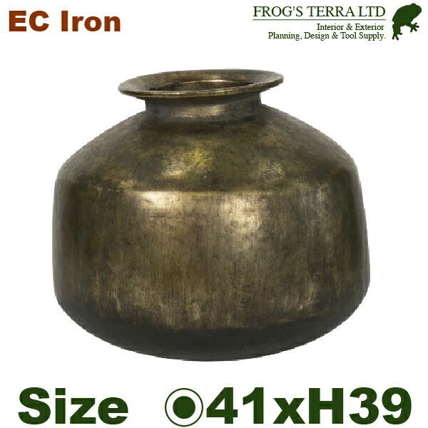 EC90A 鉄製 フラワーベース 花器 鉄器（直径41cm×H39cm）（底穴なし）（鉄製）（壺/鉢） | 