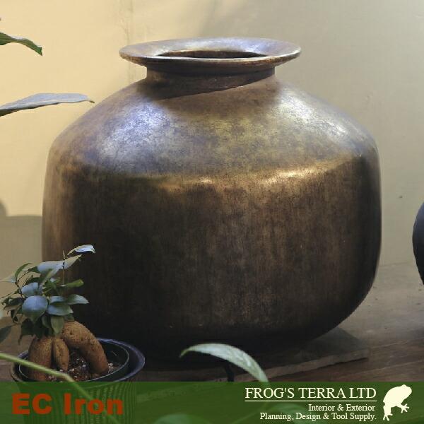 EC90A 鉄製 フラワーベース 花器 鉄器（直径41cm×H39cm）（底穴なし）（鉄製）（壺/鉢） |  | 01