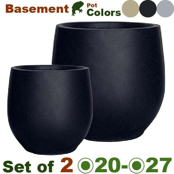 ベースメント エッグ SM SET（S直径20.5cmxH19.5cm/M直径27cmxH26cm）（底穴あり）（セメントファイバー）（プランター/ポット/鉢/ガーデニング） | 