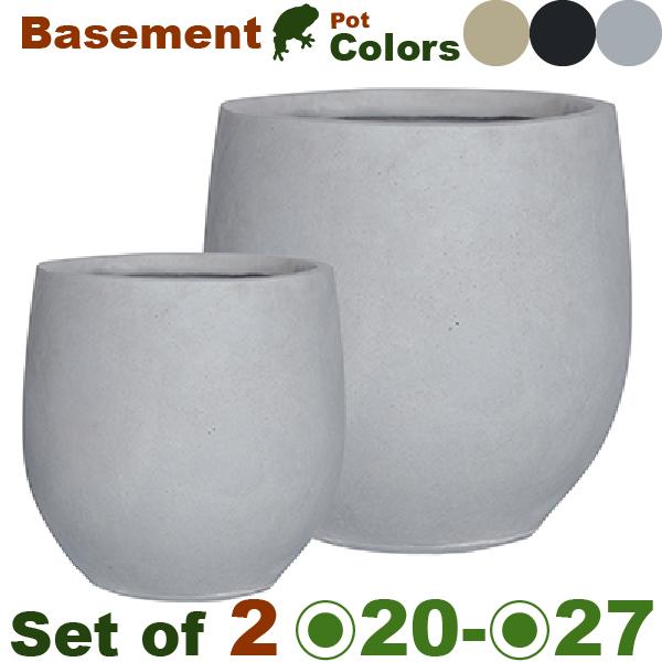 ベースメント エッグ SM SET（S直径20.5cmxH19.5cm/M直径27cmxH26cm）（底穴あり）（セメントファイバー）（プランター/ポット/鉢/ガーデニング） |  | 01