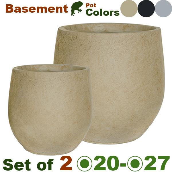 ベースメント エッグ SM SET（S直径20.5cmxH19.5cm/M直径27cmxH26cm）（底穴あり）（セメントファイバー）（プランター/ポット/鉢/ガーデニング） |  | 02