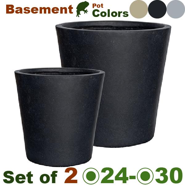 【屋外対応】GP ベースメント コニック SM SET（S直径23.5cmxH23.5cm/M直径30cmxH30cm）（底穴あり）（Cファイバー）（プランター/ポット/鉢/ガーデニング） |  | 02