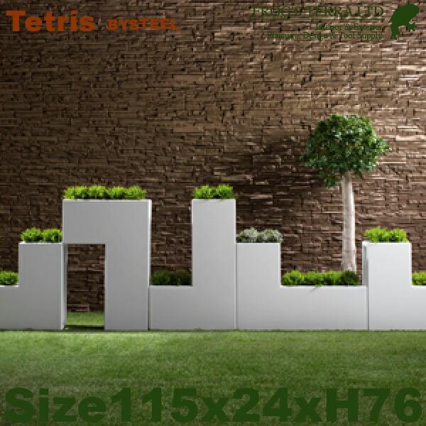 テトリス L型（W115cmxD24×H76cm）（底穴あり）（アルミ製 BYSTEEL 商業施設 ホテル）（プランター/ポット/鉢/観葉植物用） | 