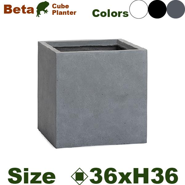 【法人宛限定商品】ベータ キューブ プランター ファイバークレイ S（口36cm×H36cm）（底穴あり）軽量 カフェ 店舗装飾 オフィス プロの画像