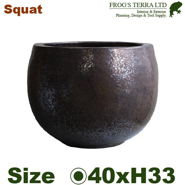 スクワットポットサファイア M （直径40cm×H33cm）（底穴あり）（陶器製）（観葉鉢） | 