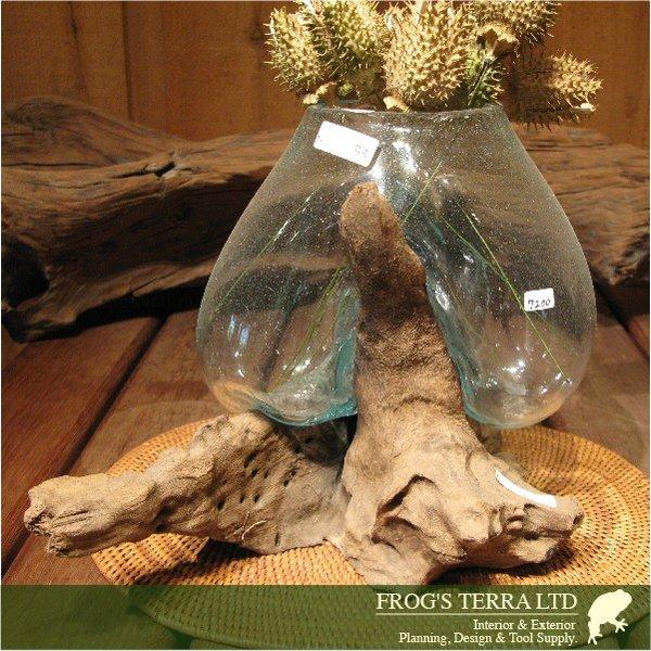 流木ガラスベース（一点もの）（現品販売）（ガーデングッズ）（レアもの） |  | 01