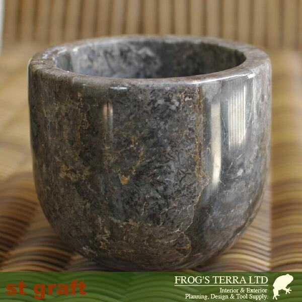 【屋外対応】ストーンポット磨き  I1825（直径11cm×H10cm）（底穴なし）（植木鉢/鉢カバー）（石製）（プランター）（観葉鉢/園芸） |  | 01