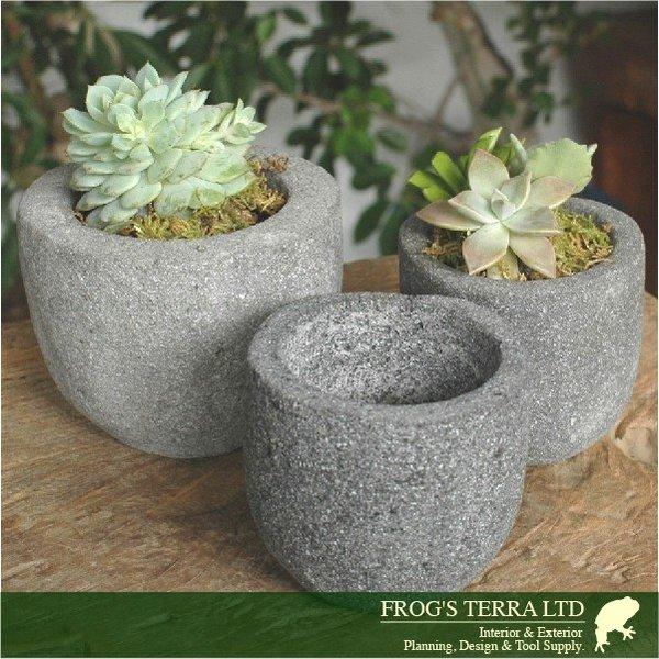 ストーンポット・S・3個セット・I5801（直径12cm×H10cm）（底穴なし）（植木鉢/鉢カバー）（石製）（プランター/ポット）（観葉鉢/園芸） |  | 01