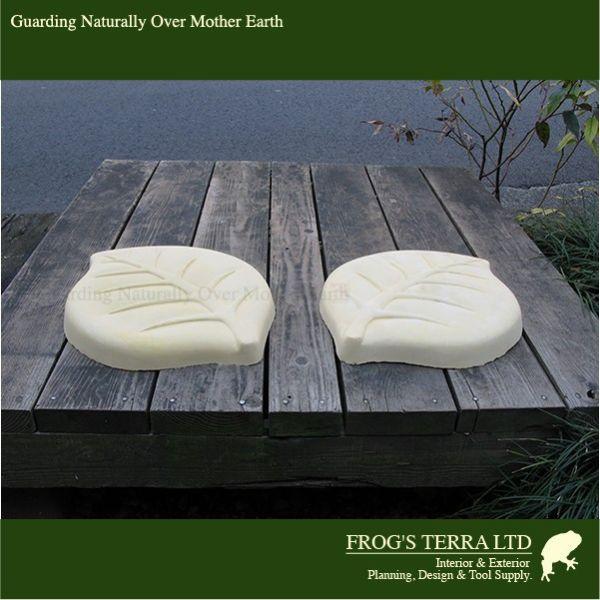 葉っぱ型ステッピングストーン 左右セット2枚組 送料実費（テラコッタ グリーン イエロー ピンク ホワイト）　飛び石 リーフ オリジナル 園路 小径 ステップ |  | 04