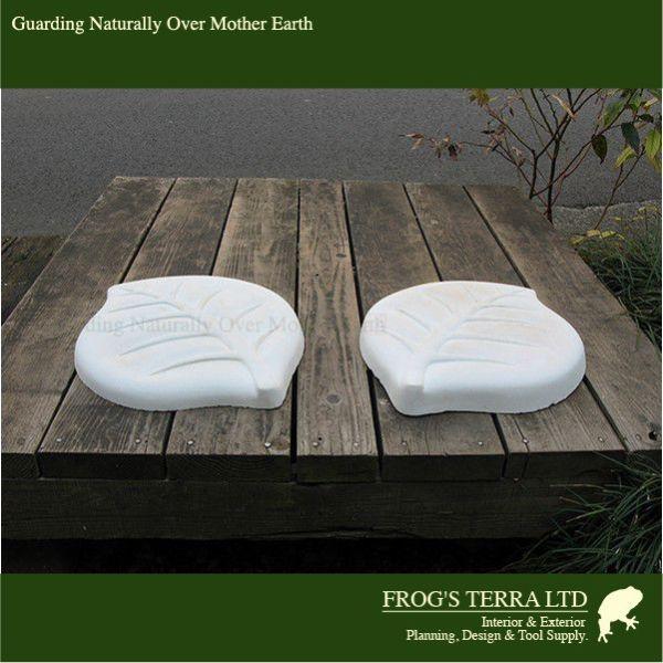 葉っぱ型ステッピングストーン 左右セット2枚組 送料実費（テラコッタ グリーン イエロー ピンク ホワイト）　飛び石 リーフ オリジナル 園路 小径 ステップ |  | 06