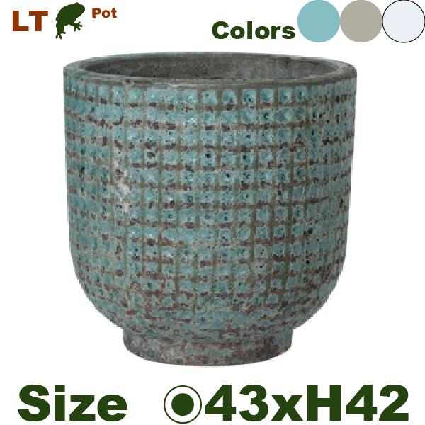 【屋外対応】MH LT パターンラウンド M（直径45cm×H43cm）（底穴あり 尺鉢対応 土もの 陶器鉢 テラコッタ プランター 園芸 ラチス加工 ポット） | 