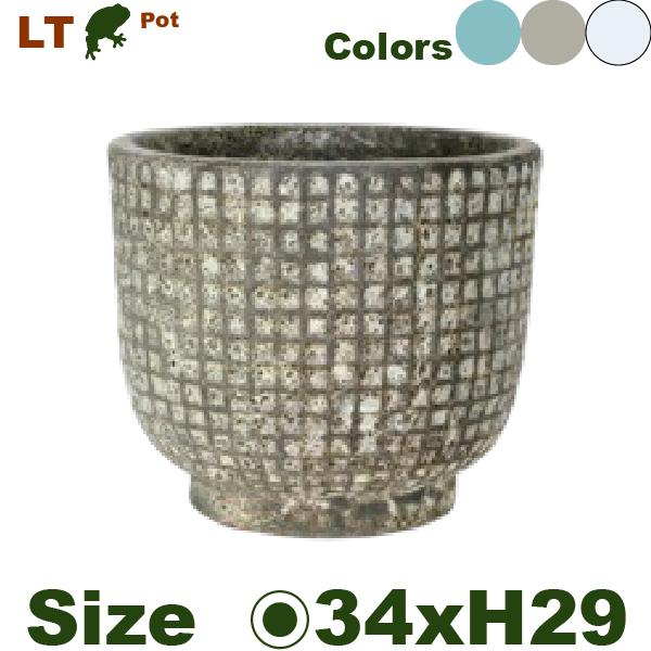 LT パターンラウンド S（直径34cm×H29cm）（底穴あり 土もの 陶器鉢 テラコッタ プランター 園芸 ラチス加工 ポット）の画像