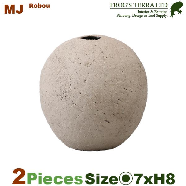 MJ 路傍（ろぼう）の石 M 2個セット（直径7cm×H8cm）（底穴なし ）土もの 陶器鉢 テラコッタ プランター 園芸 手造り ポット 受注生産 : mj 038m : カエルの庭や