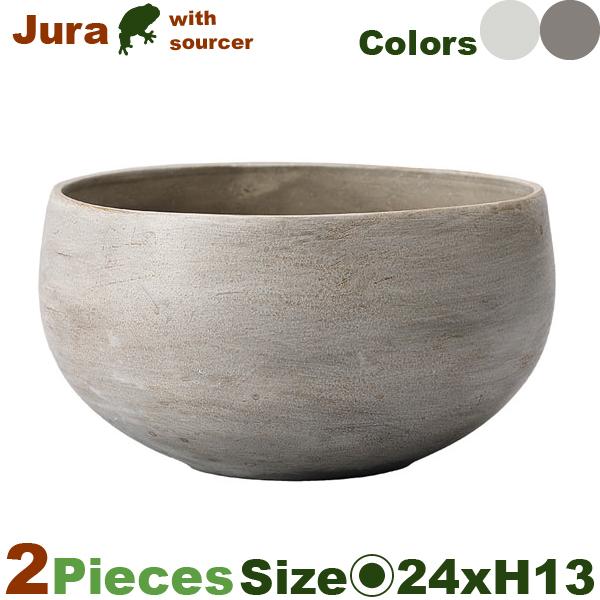 ジュラ L 2個セット（直径24cm×H13cm）（底穴あり/受皿付）（陶器）（植木鉢/鉢カバー）（プランター/ポット） |  | 01