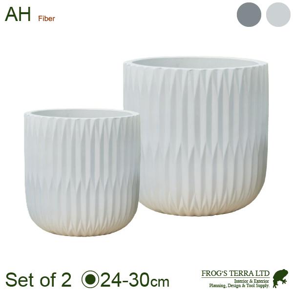 AH ストライプ SM2個セット（S:直径24cm×H25cm/M:直径30cm×H31cm）（底穴あり）（ファイバー製）の画像