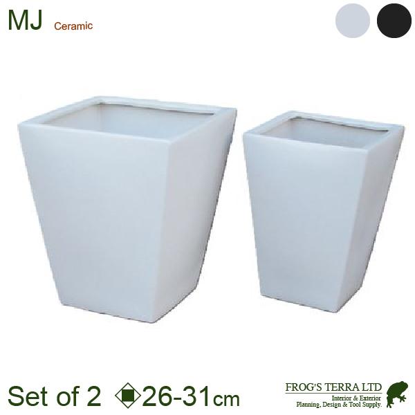 MJ 角型切立 SM2個セット（S:口26cm×H34cm/M:口31cm×H36cm）（底穴あり）（半磁器製）（イコミ製法）の画像