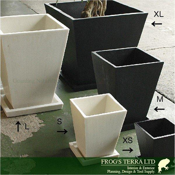 パウダーストーン・スクエア・XL・P3194（ロ43cm×H40cm）（パウダーストーン）（植木鉢/鉢カバー）（底穴あり/受皿付） |  | 01