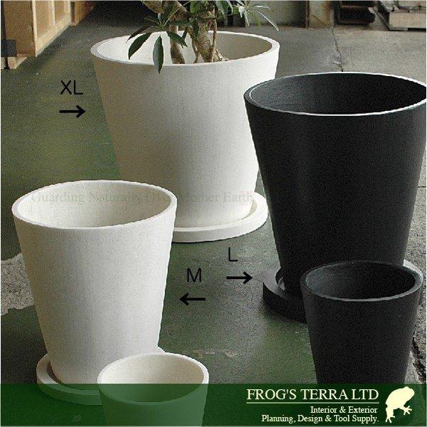 パウダーストーン・ラウンド・XL・P3195（直径43cm×H40cm）（パウダーストーン）（植木鉢/鉢カバー）（底穴あり/受皿付） |  | 01