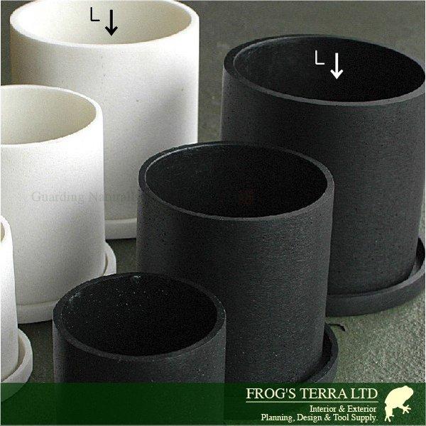 パウダーストーン・シリンダー・L・P8103・２個セット（直径16cm×H16cm）（パウダーストーン）（植木鉢/鉢カバー）（底穴あり/受皿付） |  | 01