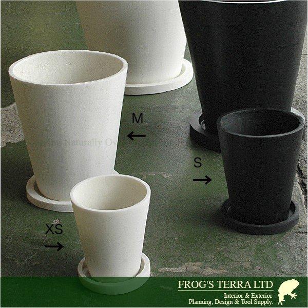 パウダーストーン・ラウンド・XS・P8109・２個セット（直径15cm×H17cm）（パウダーストーン）（植木鉢/鉢カバー）（底穴あり/受皿付） |  | 01