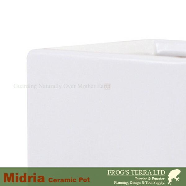 ミッドリア 白/黒/緑 L S009Wh/MB/TG（ロ20cm×H70cm）（底穴あり/受皿付）（陶器製）（観葉鉢） |  | 01