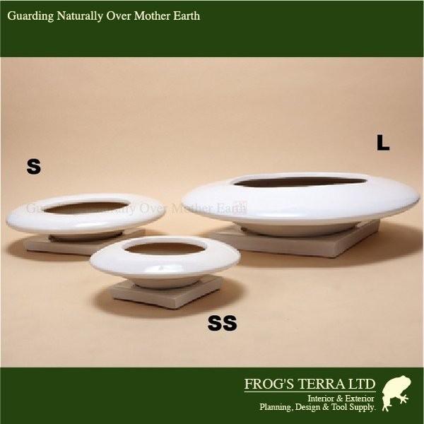 クラウディア 白/ブロンズ SS4個セット S025SSWh/GB（直径25cm×H9cm）（底穴あり/受皿付））（陶器製）（観葉鉢）