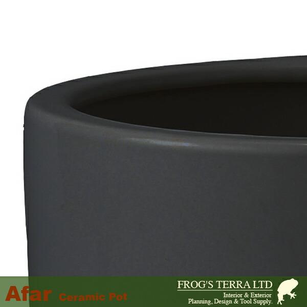 アファール 白/黒 S S045SWh/MB（直径32cm×H32cm）（底穴あり/受皿付）（陶器製）（観葉鉢） |  | 01