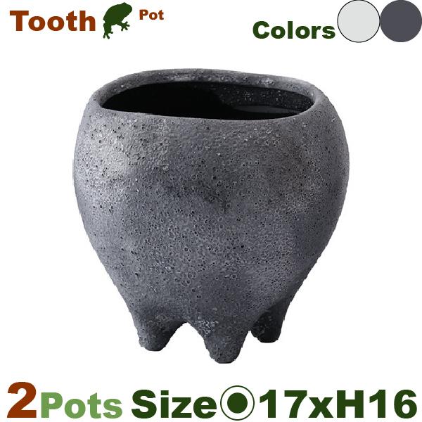 Tooth Pot L 同色2個セット（直径17.5cm×H16.5cm）（底穴あり）（陶器製）（歯科医院/盆栽/多肉/花の里）の画像