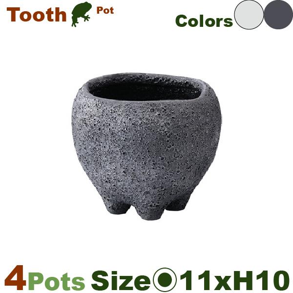 【屋外対応】MM Tooth Pot S 同色4個セット（直径11.5cm×H10cm）（底穴あり）（陶器製）（歯科医院/盆栽/多肉/花の里） |  | 01