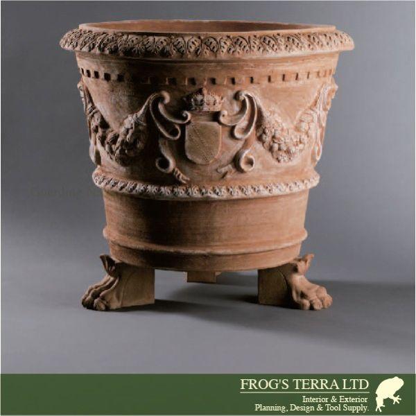 トスカーナ ライオンポットフット（W14cm×D23cm×H15cm）（ハンドメイド/イタリア/テラコッタ/寒冷地仕様） |  | 02